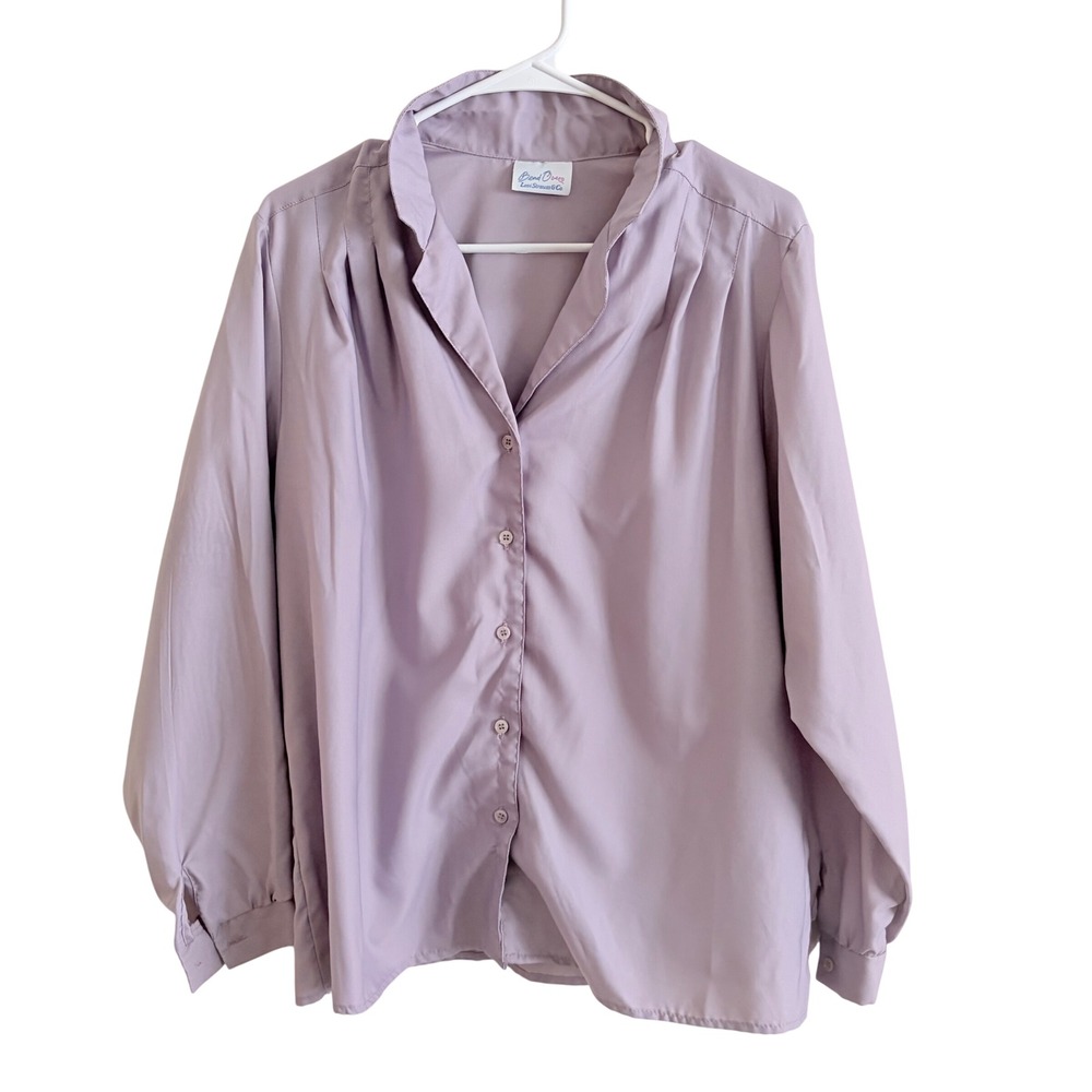 Vintage 70s Levi's Bend Over Lavender Purple Pleated Blouse Shirt Top Fits XL